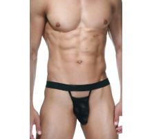 Черные мужские трусы-стринги на широкой резинке