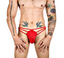 Красные сексуальные трусы-стринги на тонких бретелях