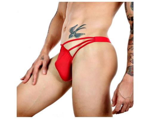Заказать Красные сексуальные трусы-стринги на тонких бретелях