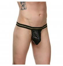 Мужские трусы-стринги с золотистой полоской на резинке