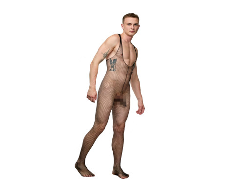 Заказать Черный мужской кэтсьюит-сетка