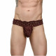 Заказать Мужские коричневые кружевные трусы-тонги