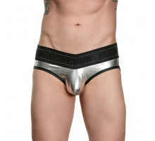 Мужские блестящие серебристо-черные трусы-джоки