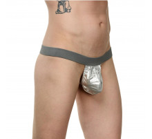 Мужские серебристые трусы-стринги