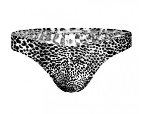 Заказать Мужские трусы-тонги с серым леопардовым принтом