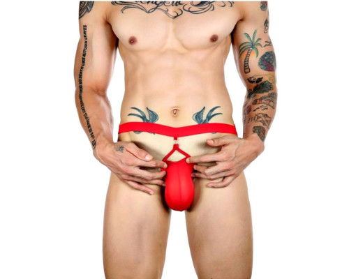 Заказать Красные сексуальные трусы-джоки на тонких ремешках