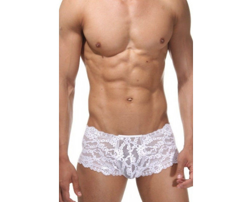 Заказать Белые мужские трусы-хипсы из кружевной ткани