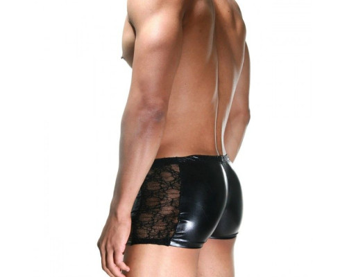 Заказать Мужские черные боксеры с кружевными вставками по бокам