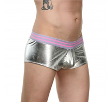 Мужские серебристые трусы-боксеры с широкой резинкой в полоску