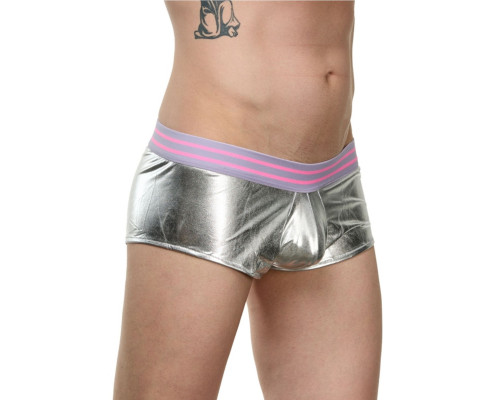 Заказать Мужские серебристые трусы-боксеры с широкой резинкой в полоску