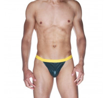 Мужские трусы-тонги с контрастным желтым пояском