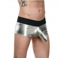 Мужские блестящие трусы-боксеры с кармашком под член