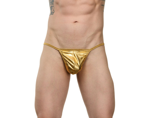 Заказать Мужские золотистые трусы-стринги