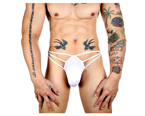 Заказать Белые сексуальные трусы-стринги на тонких бретелях