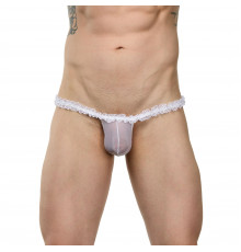 Мужские трусы-тонги с кружевной резинкой