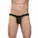 Заказать Мужские черные трусы-тонги с кружевной резинкой