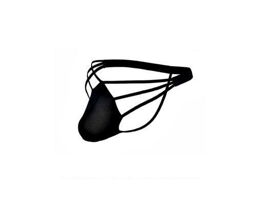 Заказать Черные сексуальные трусы-стринги на тонких бретелях