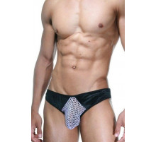 Мужские трусы-слипы из сетки с черными вставками