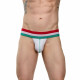 Заказать Мужские белые трусы-джоки с резинкой в цветную полоску