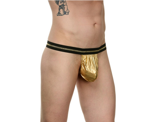Заказать Мужские золотисто-черные трусы-стринги