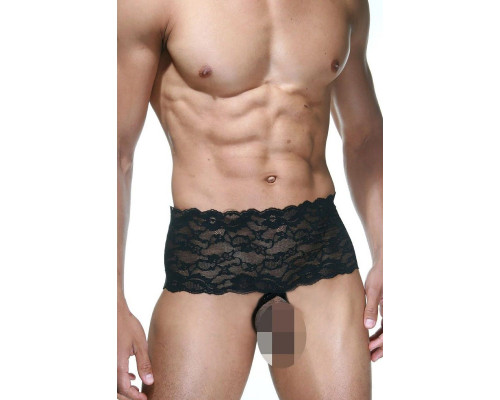Заказать Мужские трусы с открытой интимной зоной и широким кружевным поясом