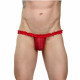 Заказать Мужские красные трусы-тонги на кружевном поясе