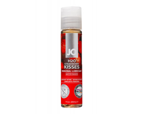 Заказать Лубрикант на водной основе с ароматом клубники JO Flavored Strawberry Kisses - 30 мл.