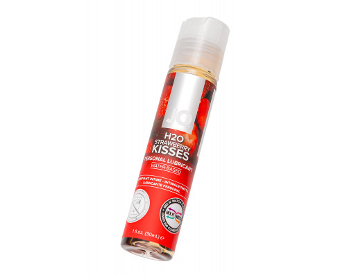 Заказать Лубрикант на водной основе с ароматом клубники JO Flavored Strawberry Kisses - 30 мл.