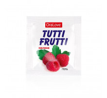 Пробник гель-смазки Tutti-frutti с малиновым вкусом - 4 гр.