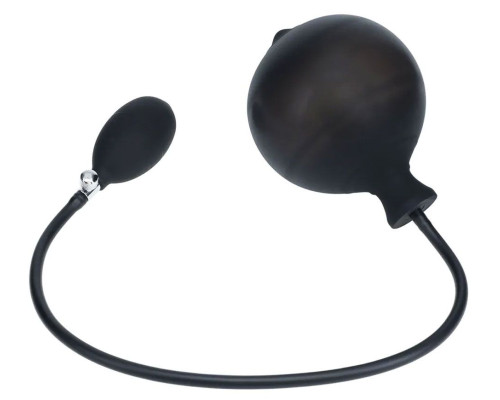 Черная анальная втулка с функцией расширения Ribbed Inflatable Silicone Anal Plug