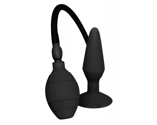 Заказать Чёрная анальная пробка с функцией расширения MENZSTUFF SMALL INFLATABLE PLUG- 12,5 см.