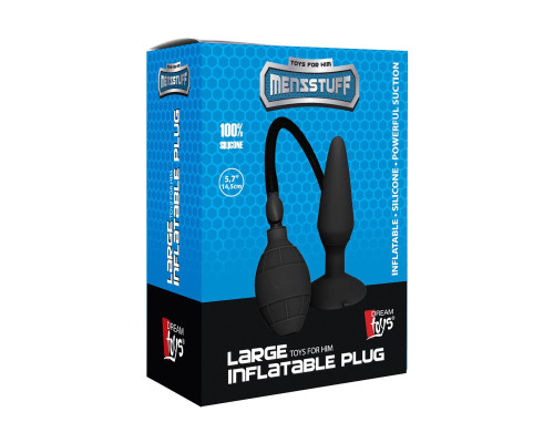 Заказать Чёрная анальная втулка с функцией расширения MENZSTUFF LARGE INFLATABLE PLUG - 14,5 см.