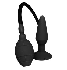 Чёрная анальная втулка с функцией расширения MENZSTUFF LARGE INFLATABLE PLUG - 14,5 см.