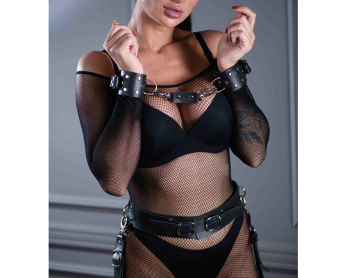 Заказать Черные кожаные наручники Sex Game