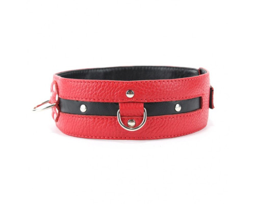 Заказать Черно-красный кожаный ошейник увеличенного размера