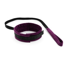 Фиолетово-черный ошейник My rules с поводком