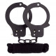 Заказать Чёрные наручники из листового металла в комплекте с веревкой BONDX METAL CUFFS LOVE ROPE SET