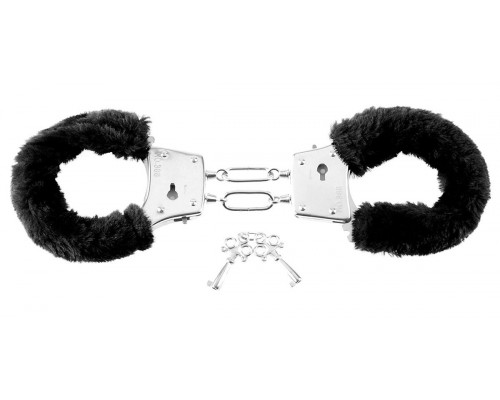 Заказать Меховые чёрные наручники Beginner s Furry Cuffs