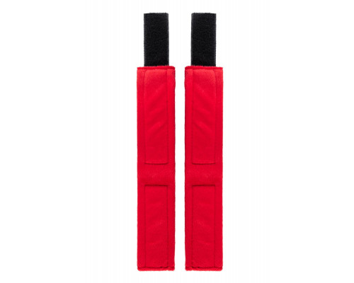 Красно-черные велюровые наручники Anonymo