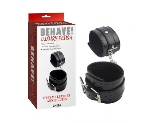 Заказать Черные оковы на ноги Obey Me Leather Ankle Cuffs