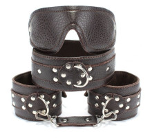 Набор БДСМ-аксессуаров из мягкой коричневой кожи