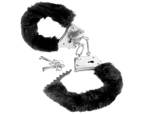 Заказать Меховые чёрные наручники Beginner s Furry Cuffs