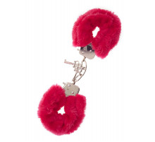 Металлические наручники с красной меховой опушкой METAL HANDCUFF WITH PLUSH RED