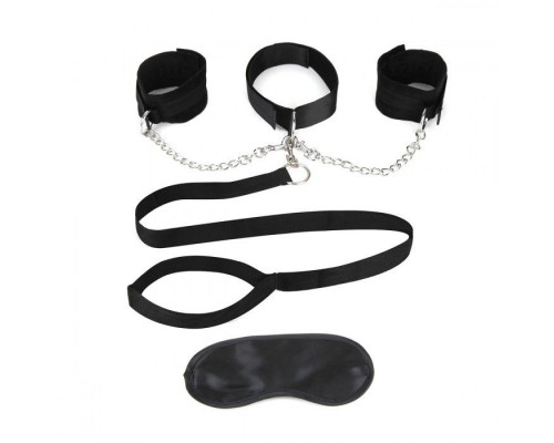 Заказать Чёрный ошейник с наручниками и поводком Collar Cuffs   Leash Set