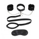 Заказать Чёрный ошейник с наручниками и поводком Collar Cuffs   Leash Set