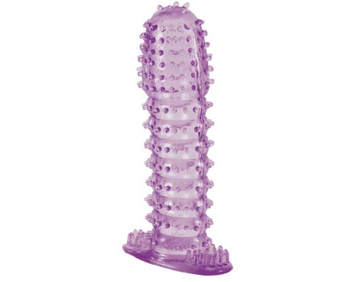 Заказать Гелевая фиолетовая насадка с шипами - 12 см.