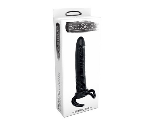 Заказать Чёрная насадка-фаллос для двойного проникновения INFLATABLE DILDO SLIM DONG  - 13,5 см.