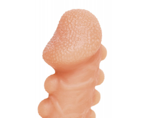 Заказать Телесная закрытая насадка с шишечками Cock Sleeve 008 Size S - 13,8 см.