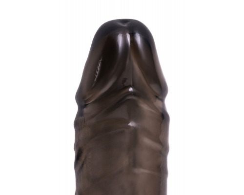 Заказать Дымчатая фаллическая насадка с подхватом и закрытой головкой - 16,2 см.