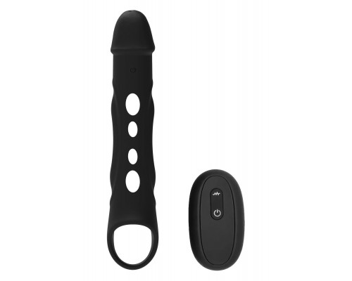 Черная насадка-удлинитель Vibrating Extender With Remote с вибрацией